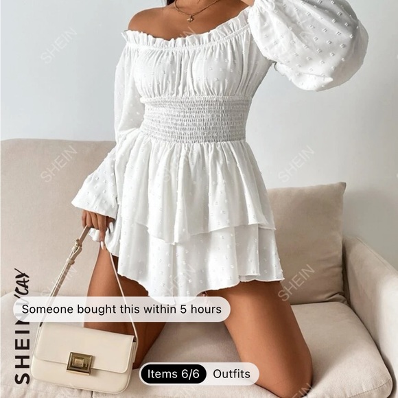 shein white off shoulder romper - Picture 2 of 3